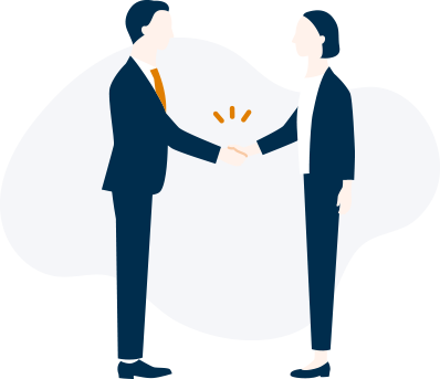 人と企業が手を取り合うイラスト
